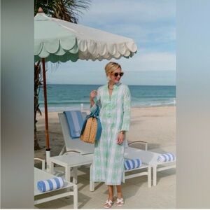 Sail to Sable Green and White Palm-Print Maxi Dress